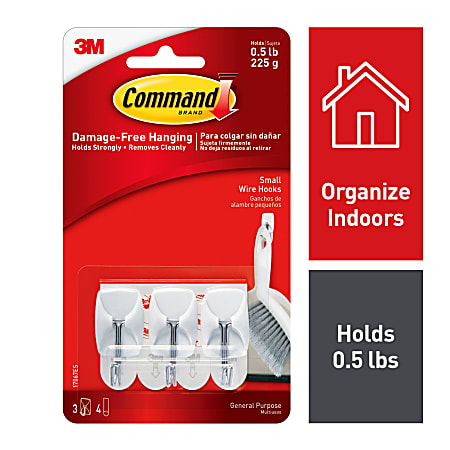 Command Small Wire Toggle Hooks 3 Command Hooks 4 Command Strips Damage  Free White - ODP Business Solutions