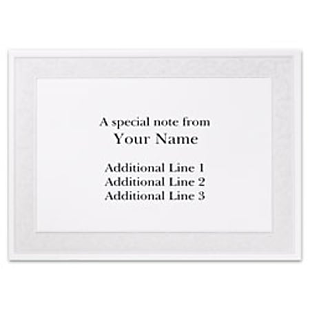 Custom Printed Stationery Note Cards, Pearl Flourish Frame, Folded, 4 7/8" x 3 1/2", White Matte, Box Of 25