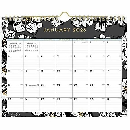 2026 Blue Sky Day Designer Monthly Wall Calendar 8 34 x 11 Baccara ...