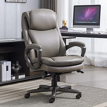 Serta Smart Layers Arlington AIR Ergonomic Bonded Leather High Back Executive Chair Taupe Office Depot