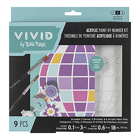 Vivid by Brea Reese&reg; Mini Paint-by-Number Acrylic Kit, Disco Ball