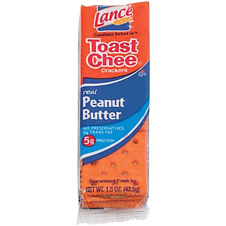 Lance Toasty Peanut Butter Cracker Sandwiches Packs - Individually Wrapped - Peanut Butter - 1 Serving Pack - 24 / Box Lance Toasty Peanut Butter Cracker Sandwiches Packs - Individually Wrapped - Peanut Butter - 1 Serving Pack - 24 / Box