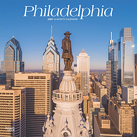 2025 BrownTrout Philadelphia Monthly Plastic-Free Square Wall Calendar, 12" x 12", American Cities, January to December 2025, 9781975475536