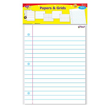 TREND Wipe-Off Papers And Grids Combo Pack, 17" x 22", Pack Of 6