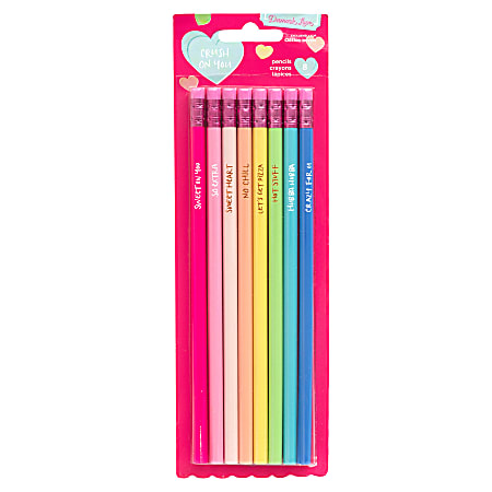 American Crafts Damask Love Valentine's Day Pencils, Assorted, Pack Of 8 Pencils