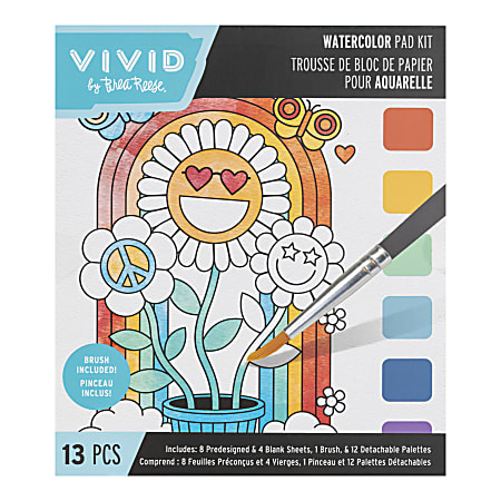 Vivid by Brea Reese&reg; Rainbow Watercolor Painting Pad Kit, Kit Of 13 Pieces