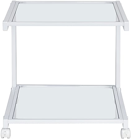 Eurostyle Caesar Glass Printer Cart, 21-1/8"H x 21-1/8"W x 19-3/8"D, White