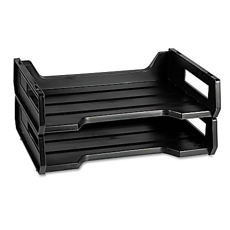 SKILCRAFT Desk Trays, Letter-Size, Black, Pack Of 2 (AbilityOne 7520-01-094-4307)