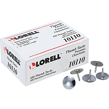 Lorell 516 Steel Thumb Tacks 0.31 Shank 0.38 Head for Schedule