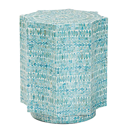 Baxton Studio Olesia Modern Bohemian Mother of Pearl Octagon End Table, 19-3/4"H x 17-5/16"W x 17-5/16"D, Blue