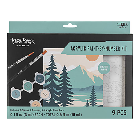 Brea Reese® Acrylic Paint-By-Number Kit, Mountain Landscape