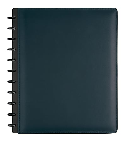 TUL® Discbound Notebook With Leather Cover, Letter Size, Narrow Ruled, 60 Sheets, Navy