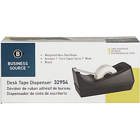 Business Source Standard Desktop Tape Dispenser - 1 Core - Non-skid Base -  Plastic - Black - 1 Each