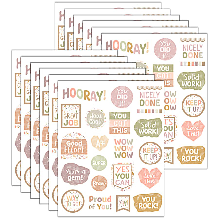 Teacher Created Resources Stickers, 2-1/2” x 1/2", Terrazzo Tones, 120 Stickers Per Pack, Bundle Of 12 Packs