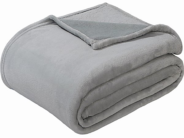 Sedona House® Premium Microfiber Velvet Plush Flannel Throw Blanket, 60" x 80" Twin, Gray