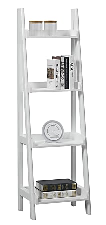 Realspace® 60"H 4-Shelf Narrow Ladder Bookcase, White