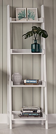 Realspace&reg; 60"H 4-Shelf Narrow Ladder Bookcase, White