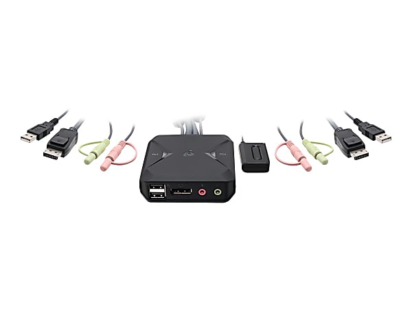 IOGEAR 2-Port 4K USB DisplayPort Cable KVM Switch - KVM / audio switch - 2 x KVM / audio - 1 local user - desktop