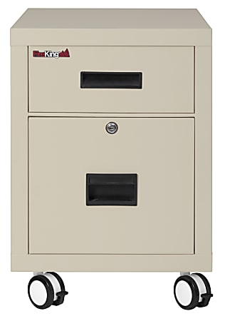 FireKing 18"W Vertical 2-Drawer Mobile Locking Fireproof File Cabinet, Metal, Parchment, Dock-to-Dock Delivery