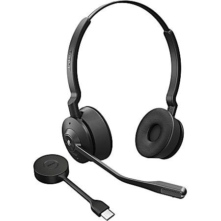 Jabra Engage 55 Headset - Stereo - USB Type C - Wireless - DECT - 492.1 ft - 40 Hz - 16 kHz - On-ear - Binaural - Open - Noise Cancelling, Uni-directional, MEMS Technology Microphone - Black