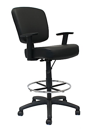 Boss Office Products Heavy Duty Drafting Stool With Arms, Black