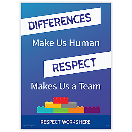 ComplyRight™ Respect Works Here Diversity Poster, Differences Make Us Human Repect Makes Us A Team, English, 10" x 14"