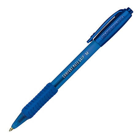 Paper Mate® Comfortmate™ Grip Retractable Ballpoint Pens, Medium Point, 1.0 mm, Blue Barrel, Blue Ink, Pack Of 12