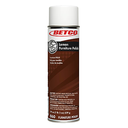 Betco® Lemon Furniture Aerosol Polish, 19 Oz Can, Case Of 12