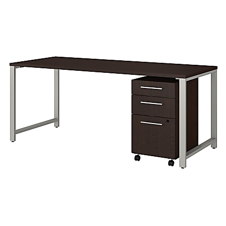 Bush Business Furniture 400 Series 72"W x 30"D Table Desk With 3-Drawer Mobile File Cabinet, Mocha Cherry, Standard Delivery