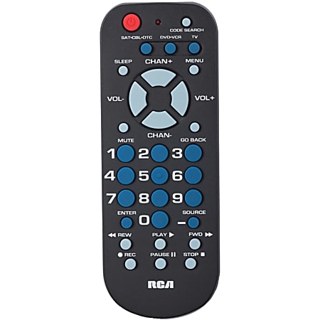 RCA 3-Device Universal Remote - For TV, DVD Player, VCR, Cable Box, Satellite Receiver