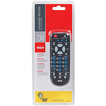 Rca 3 Device Universal Remote For Tv Dvd Player Vcr Cable Box Satellite Receiver Office Depot