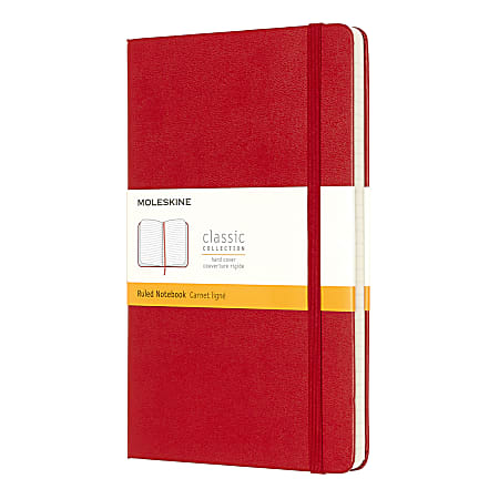 Moleskine Classic Hard Cover Notebook, 5” x 8-1/4”, Ruled, 240 Pages, Red