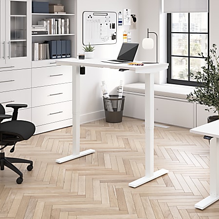 Bush Business Furniture Move 40 Series 48"W x 24"D Electric Height Adjustable Standing Desk, White/White Powder Coat, Standard Delivery