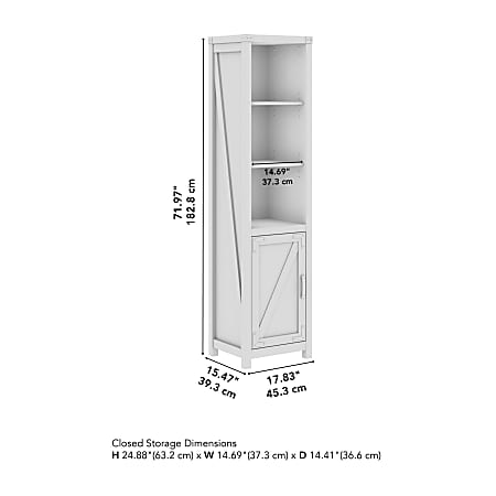 Kathy Ireland Bookcase Cottage White, Tall Narrow Shelves With Doors