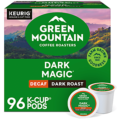 Green Mountain Coffee Roasters Dark Magic Decaf Keurig Single-Serve K-Cup Pods, Dark Roast, 24 Pods Per Pack, Case Of 4 Packs