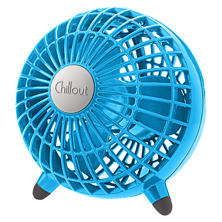 Chillout USB Fan, 6 1/8"H x 6 1/8"W x 6 1/8"D, Turquoise