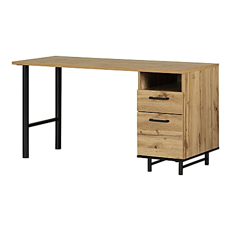 South Shore Ezra 59-1/2”W Rectangle Computer Desk, Nordik Oak, 14671