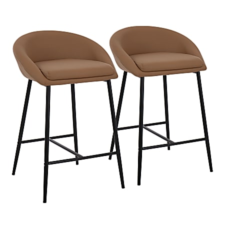 LumiSource Matisse Fixed-Height Counter Stools, Camel, Set Of 2 Stools
