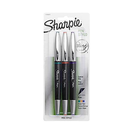 Sharpie Soft Grip Pens Fine Point 0.3 mm Black Barrel Assorted Ink