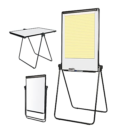 Flipside Non Magnetic Dry Erase Whiteboard BoardChalkboard Easel 18 12 x 18  12 Wood Frame With Pine Finish - Office Depot