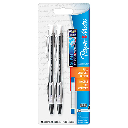 Paper Mate Silhouette Mechanical Pencil - 0.5 mm Lead Diameter - Refillable - Black Lead - Assorted Barrel - 2 / Pack