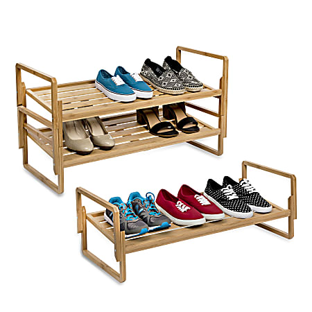 Honey Can Do 3 Tier Nesting Shoe Rack 23 H x 13 12 W x 30 D Natural Office Depot