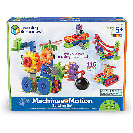 Learning Resources Gears! Gears! Gears! Machines in Motion - Theme/Subject: Learning - Skill Learning: Basic Engineering Principles, Creativity, Building, Interactive Learning, Machines, Vehicle, STEM, Critical Thinking - 4 Year & Up - 112 Pieces - Multi