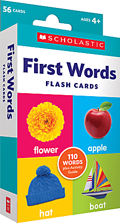 Scholastic First Words Flash Cards, 6-1/4”H x 3-5/16”W, Pre-K, Pack Of 56 Cards