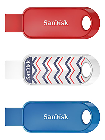 Sandisk Cruzer Snap USB Flash Drive, 16GB, Multicolor, Pack Of 3