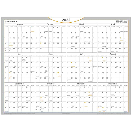 AT-A-GLANCE® WallMates Self-Adhesive Dry-Erase Yearly Calendar, 24" x 18", January To December 2022, AW506028