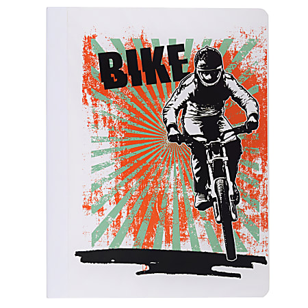 Top Flight Fashion Composition Book, 9-3/4" x 7-1/2", Wide Rule, 80 Sheets, Dirt Bike