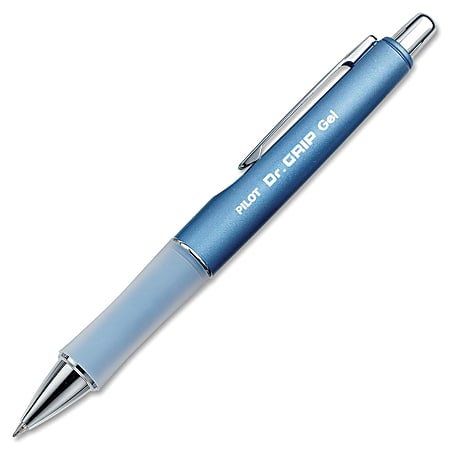 Pilot® Dr. Grip™ LTD Gel Rollerball Pen, Fine Point, 0.7 mm, Ice Blue Barrel, Black Ink