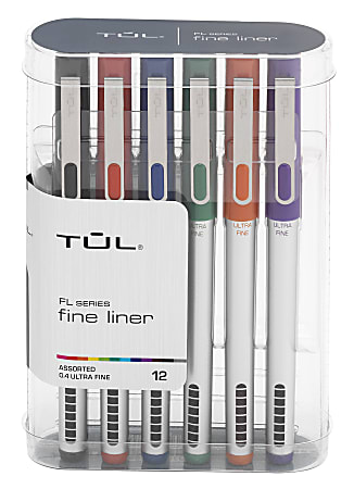 TUL Fine Liner Felt Tip Pen Ultra Fine 0.4 mm Silver Barrel Assorted Ink Colors Pack Of 12 Pens - Office Depot