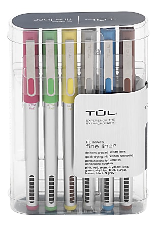 0.4 mm TUL Felt-Tip Pens 12PK Ultra-Fine Point Black Ink Silver Barrel 